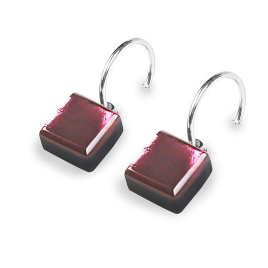 Blackberry Square Buttons Shiny Creole Earrings | The Jewellery Stop