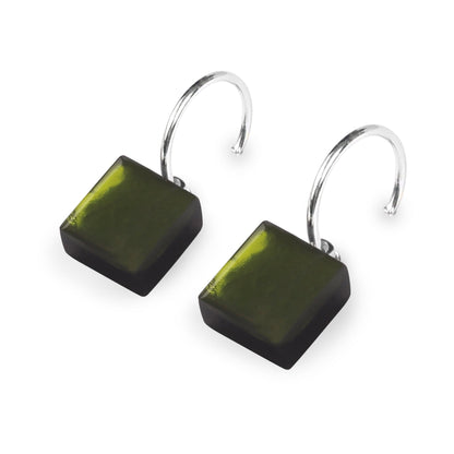 Forest Square Buttons Shiny Creole Earrings | The Jewellery Stop