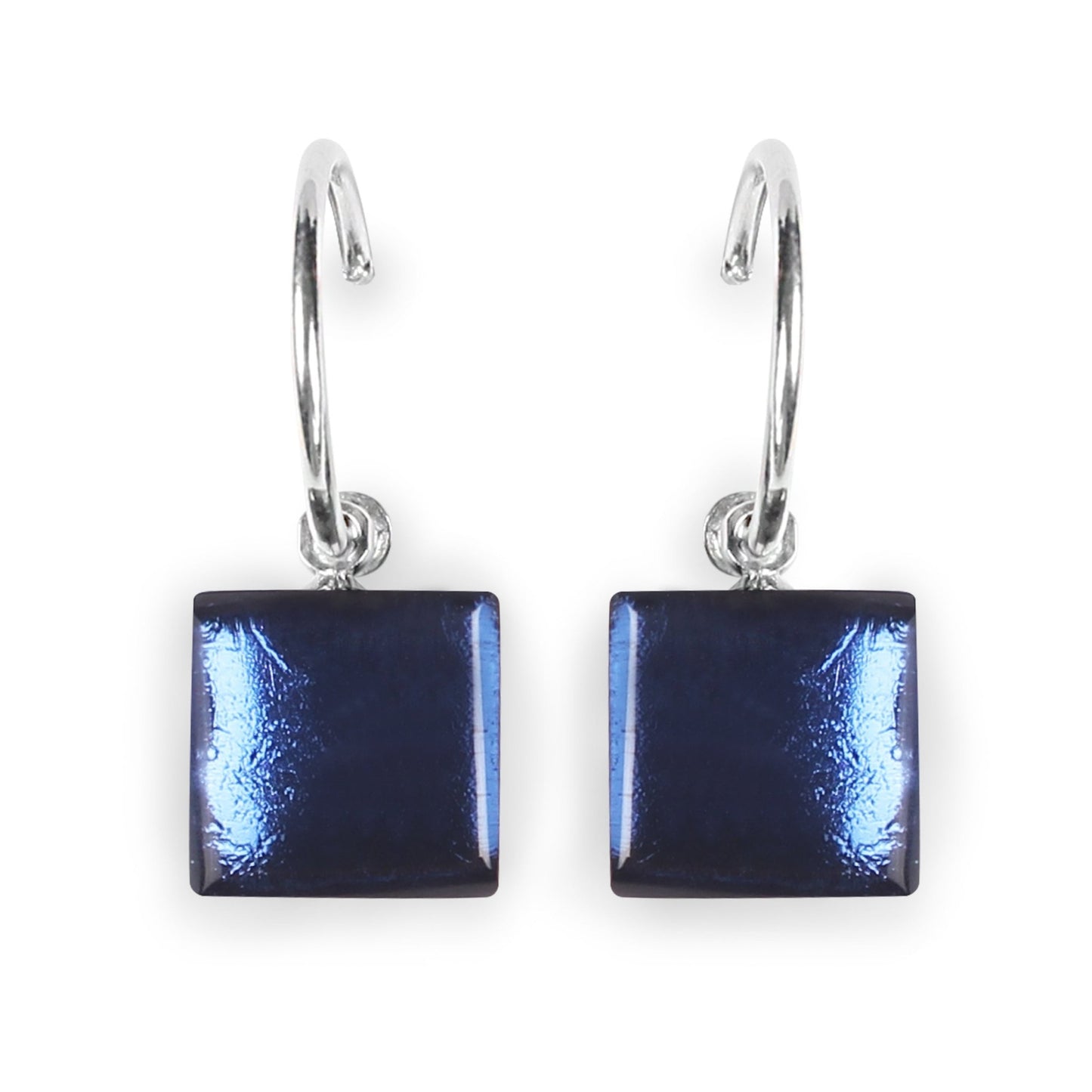 Ocean Square Buttons Shiny Creole Earrings | The Jewellery Stop