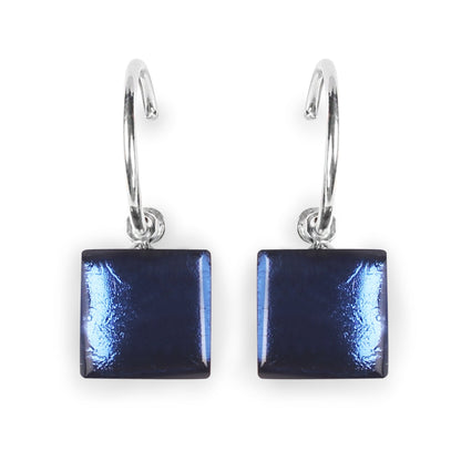Ocean Square Buttons Shiny Creole Earrings | The Jewellery Stop