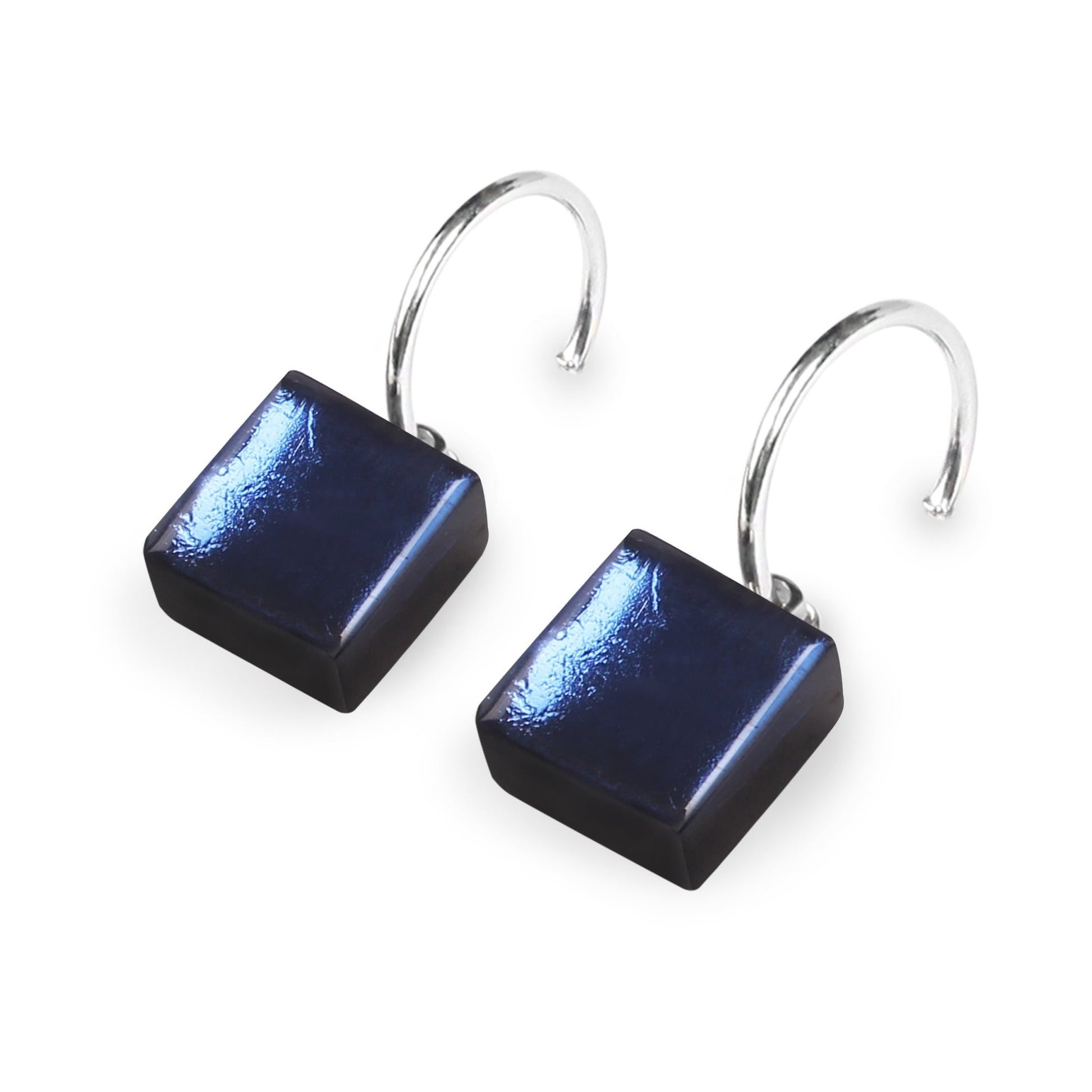 Ocean Square Buttons Shiny Creole Earrings | The Jewellery Stop