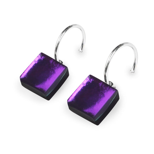 Peacock Square Buttons Shiny Creole Earrings | The Jewellery Stop