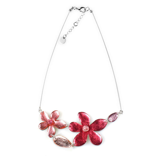 Rose Flower Shiny Bib Necklace | The Jewellery Stop