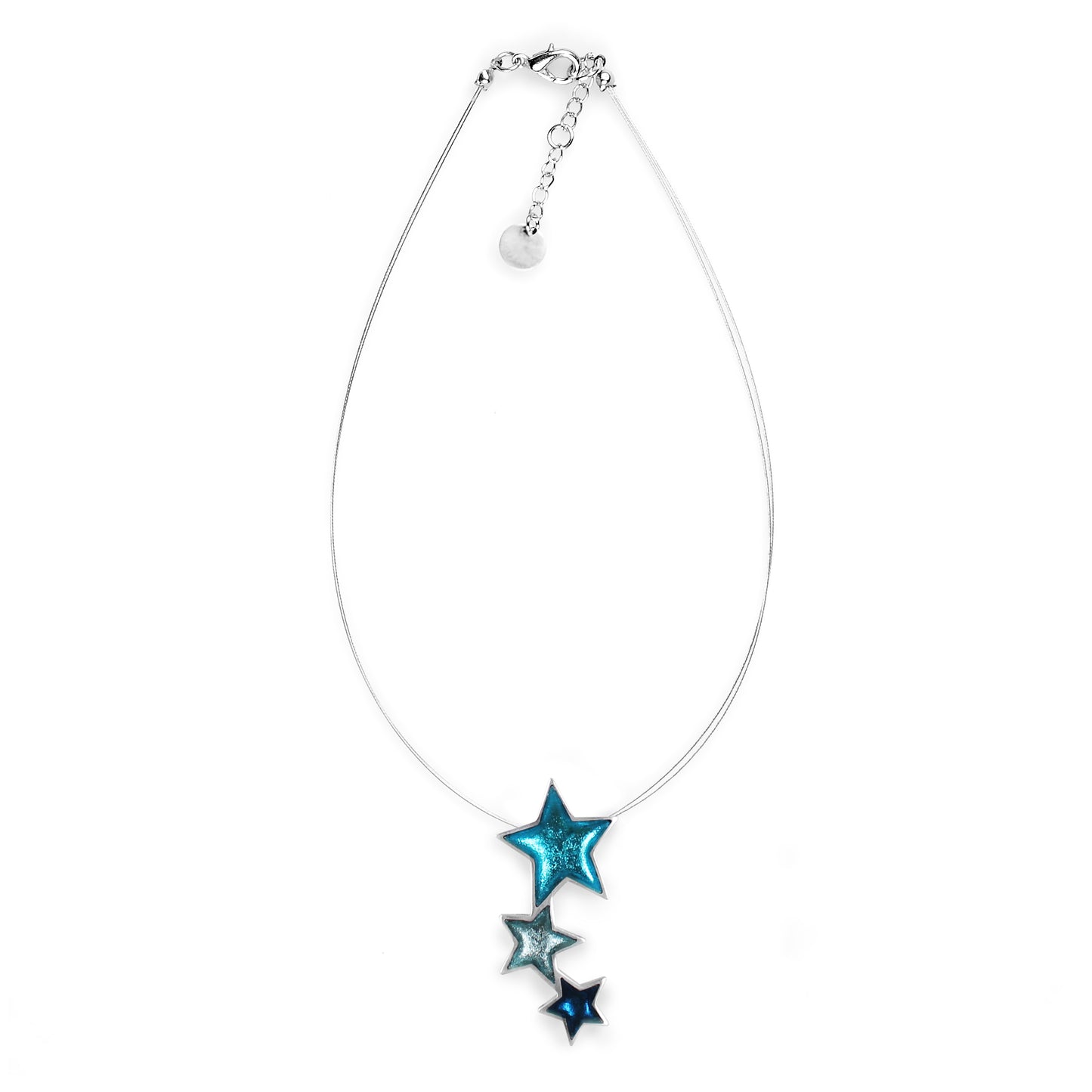 Teal Pewter Star Shiny Pendant