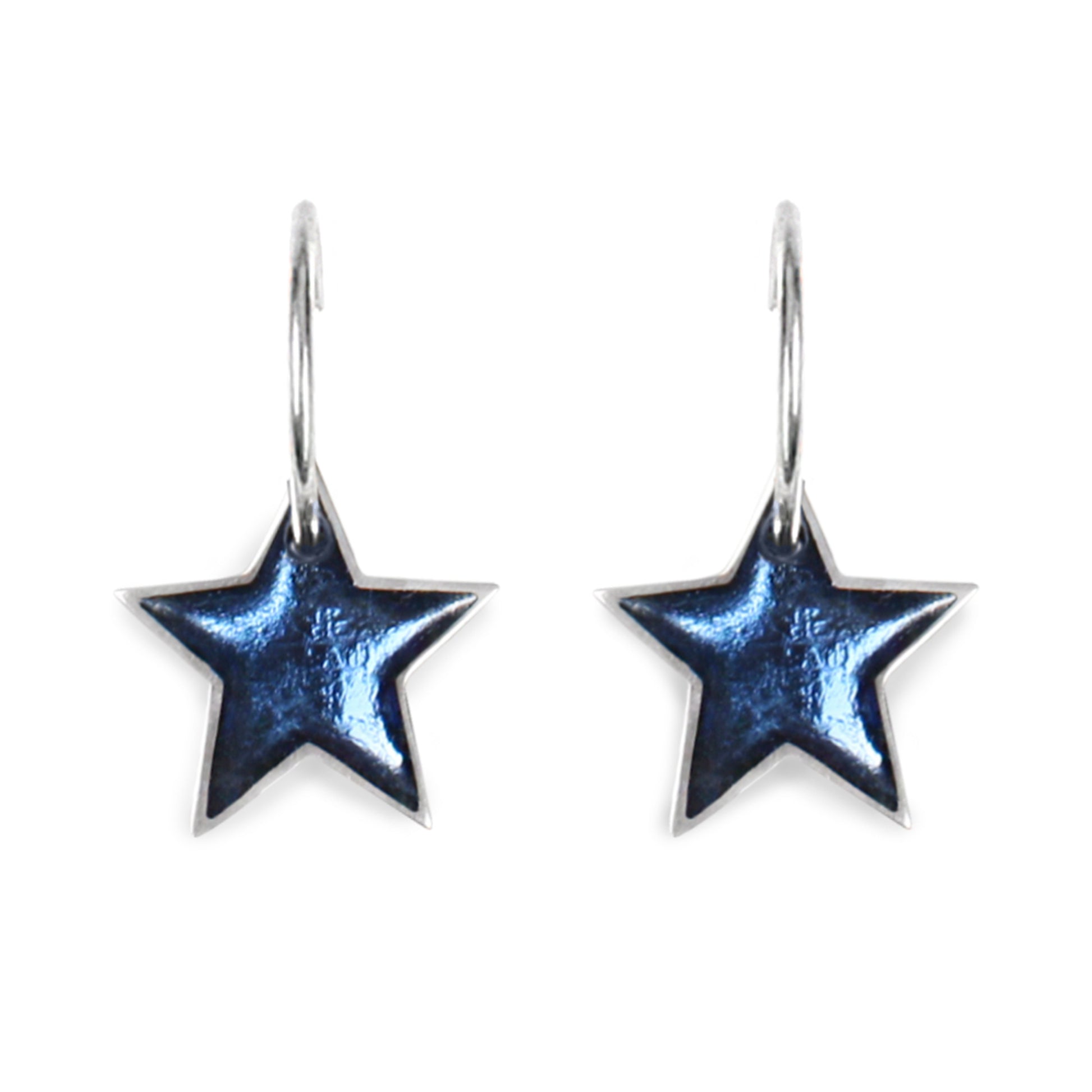 Ice Pewter Star Shiny Creole Earrings