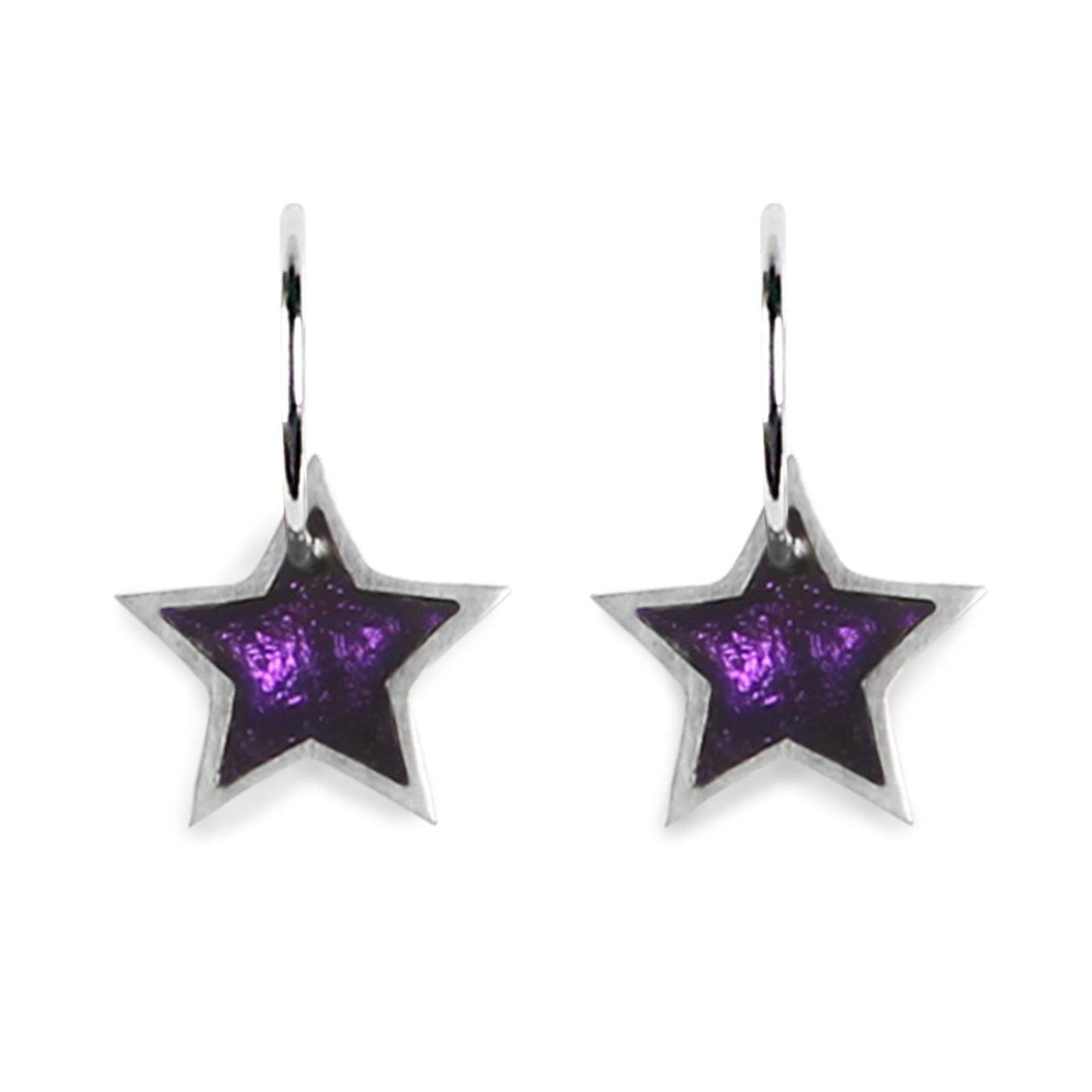 Peacock Pewter Star Shiny Creole Earrings | The Jewellery Stop