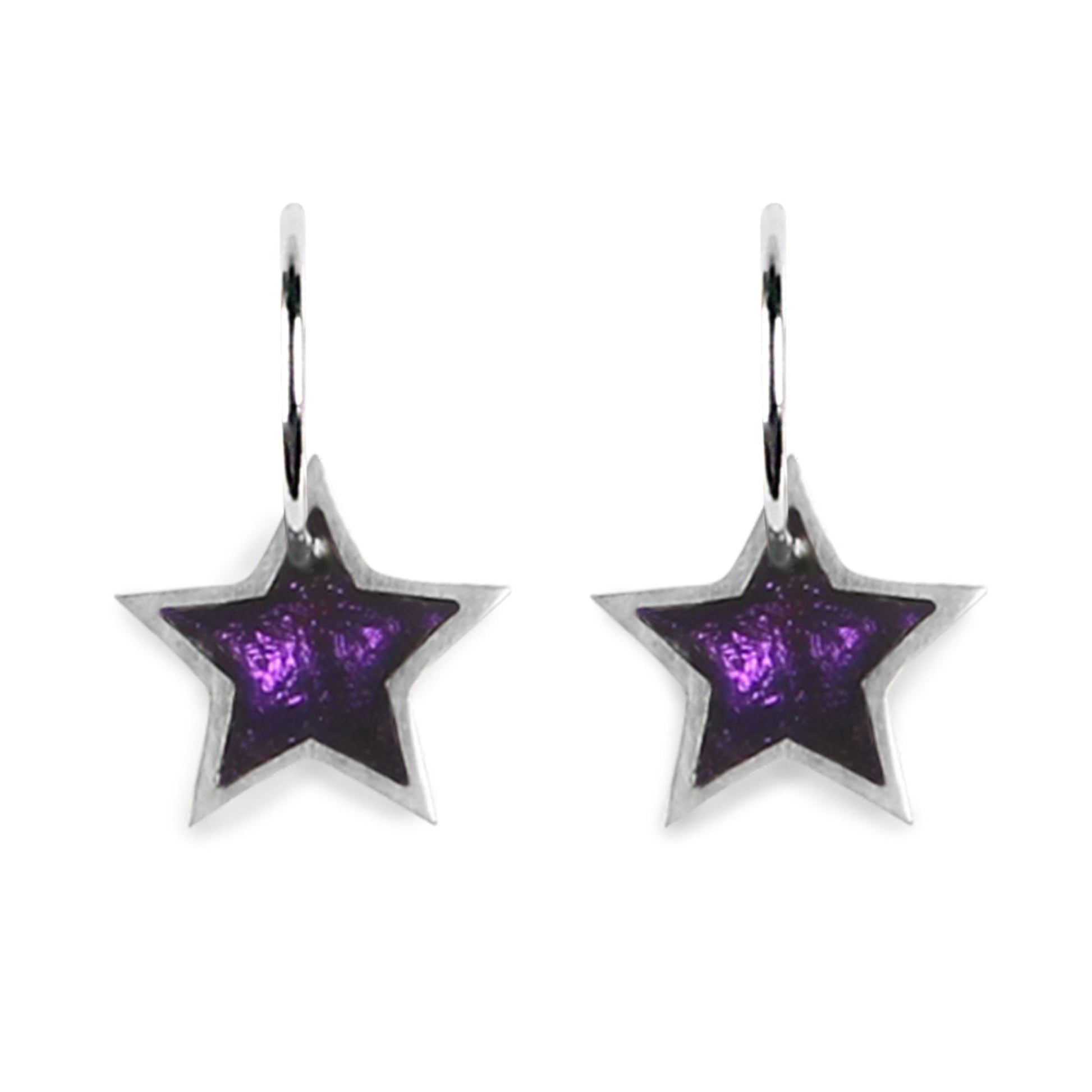 Peacock Pewter Star Shiny Creole Earrings | The Jewellery Stop