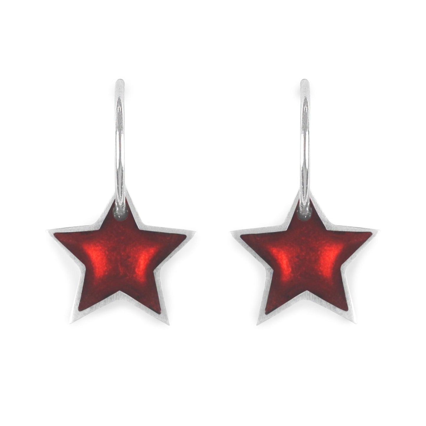 Red Pewter Star Shiny Creole Earrings | The Jewellery Stop