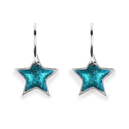 Teal Pewter Star Shiny Creole Earrings | The Jewellery Stop
