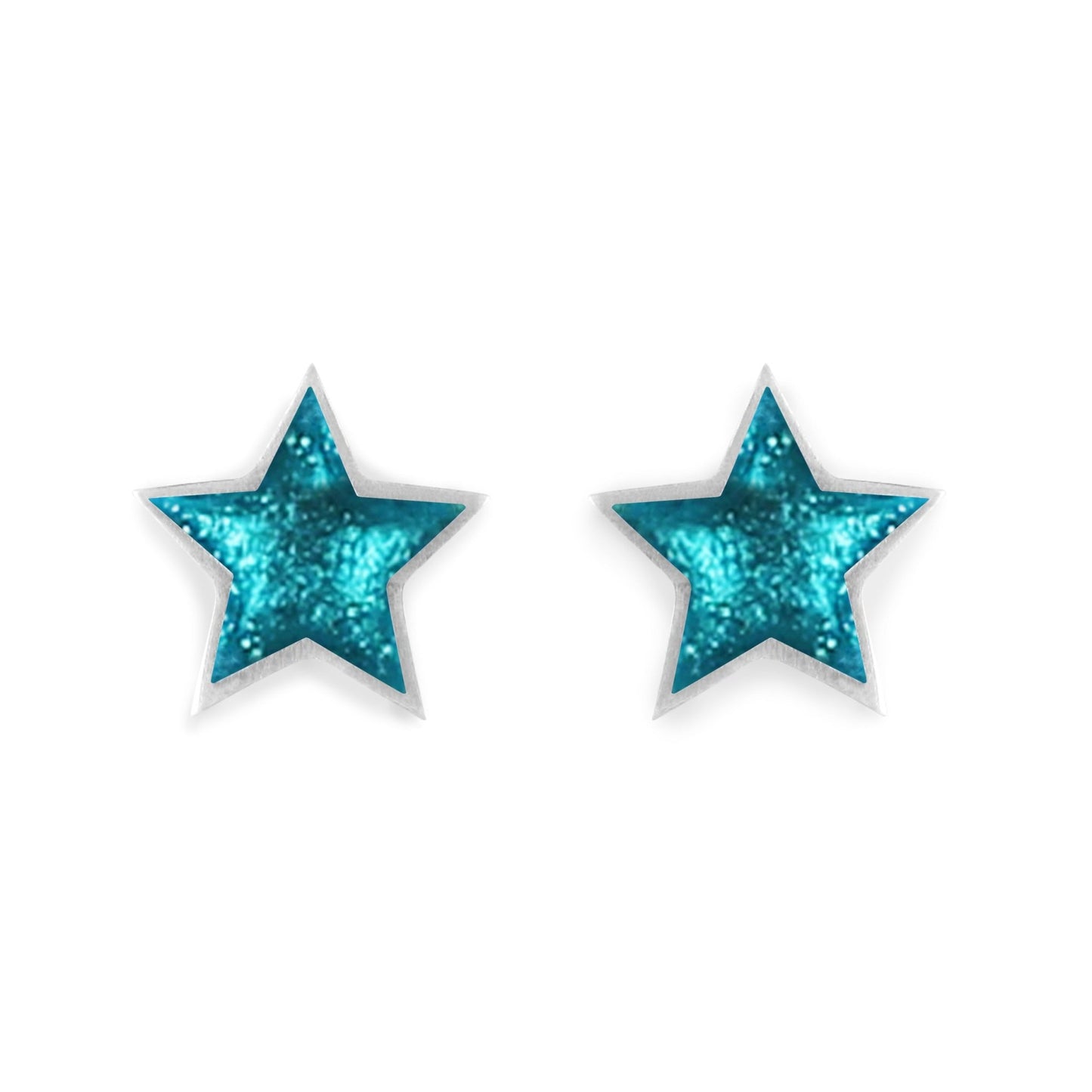 Teal Pewter Star Shiny Stud Earrings | The Jewellery Stop