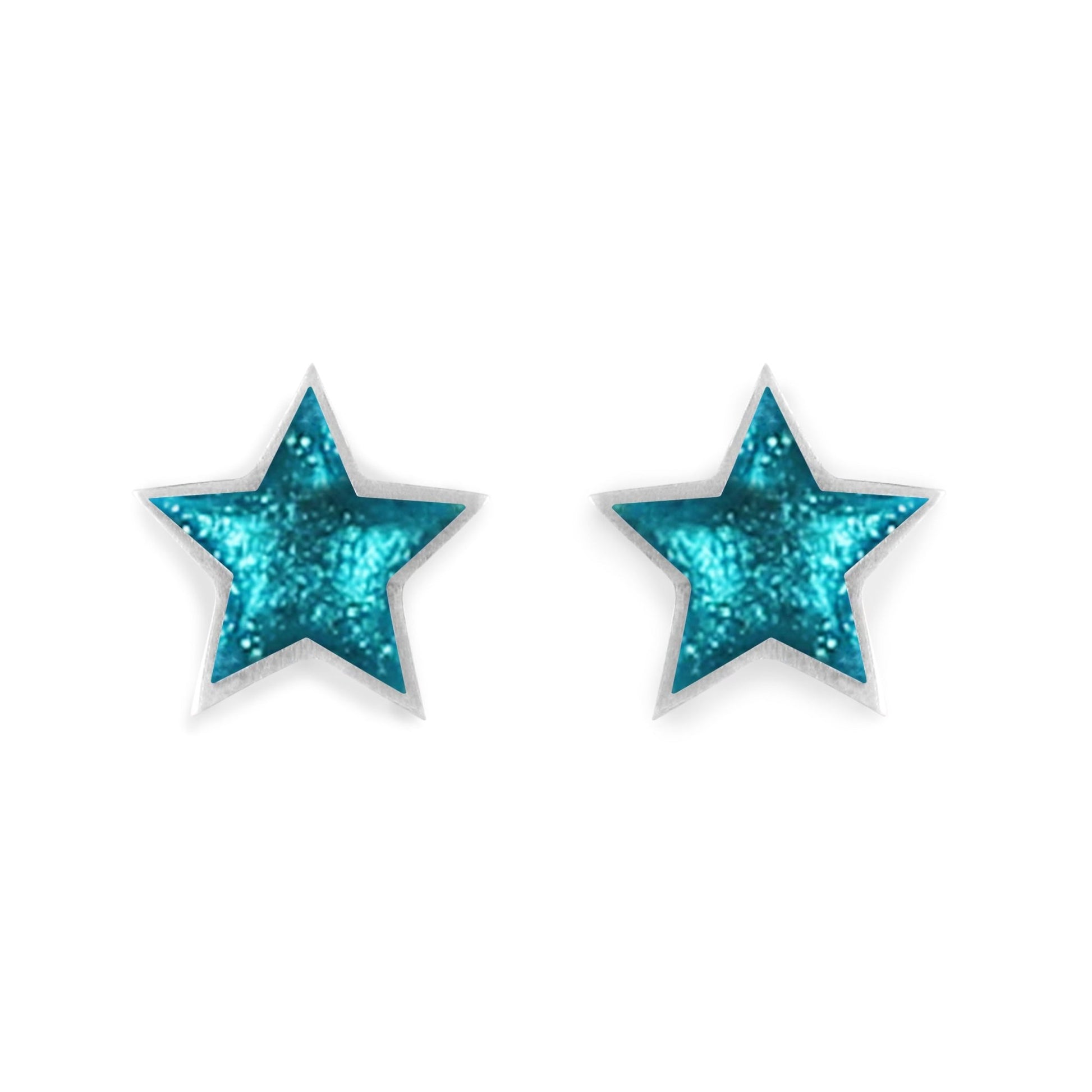 Teal Pewter Star Shiny Stud Earrings | The Jewellery Stop