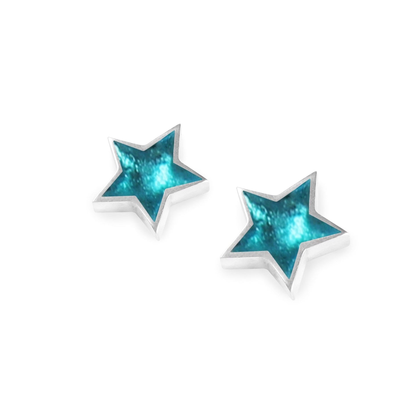 Teal Pewter Star Shiny Stud Earrings | The Jewellery Stop