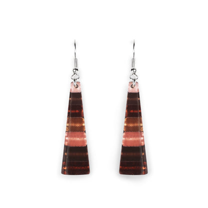 Nougat Triangle Stripes Shiny Fish Hook Earrings | The Jewellery Stop