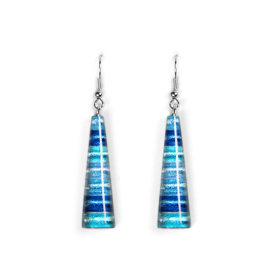 Ocean Triangle Stripes Shiny Fish Hook Earrings | The Jewellery Stop