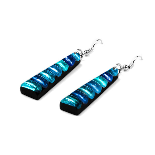 Ocean Triangle Stripes Shiny Fish Hook Earrings