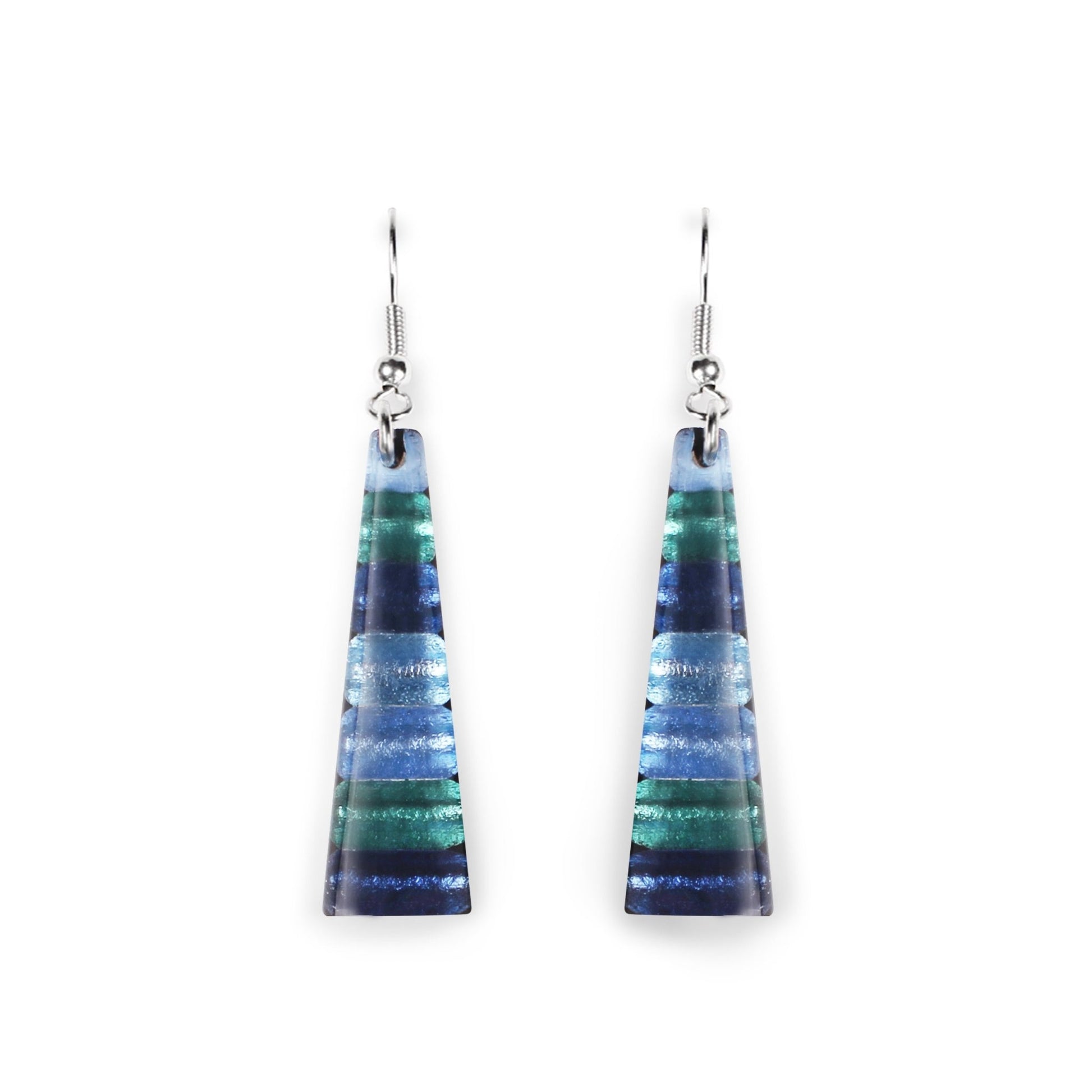 Pacific Triangle Stripes Shiny Fish Hook Earrings | The Jewellery Stop