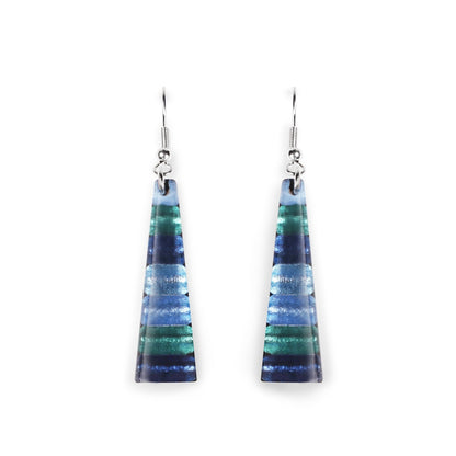 Pacific Triangle Stripes Shiny Fish Hook Earrings | The Jewellery Stop