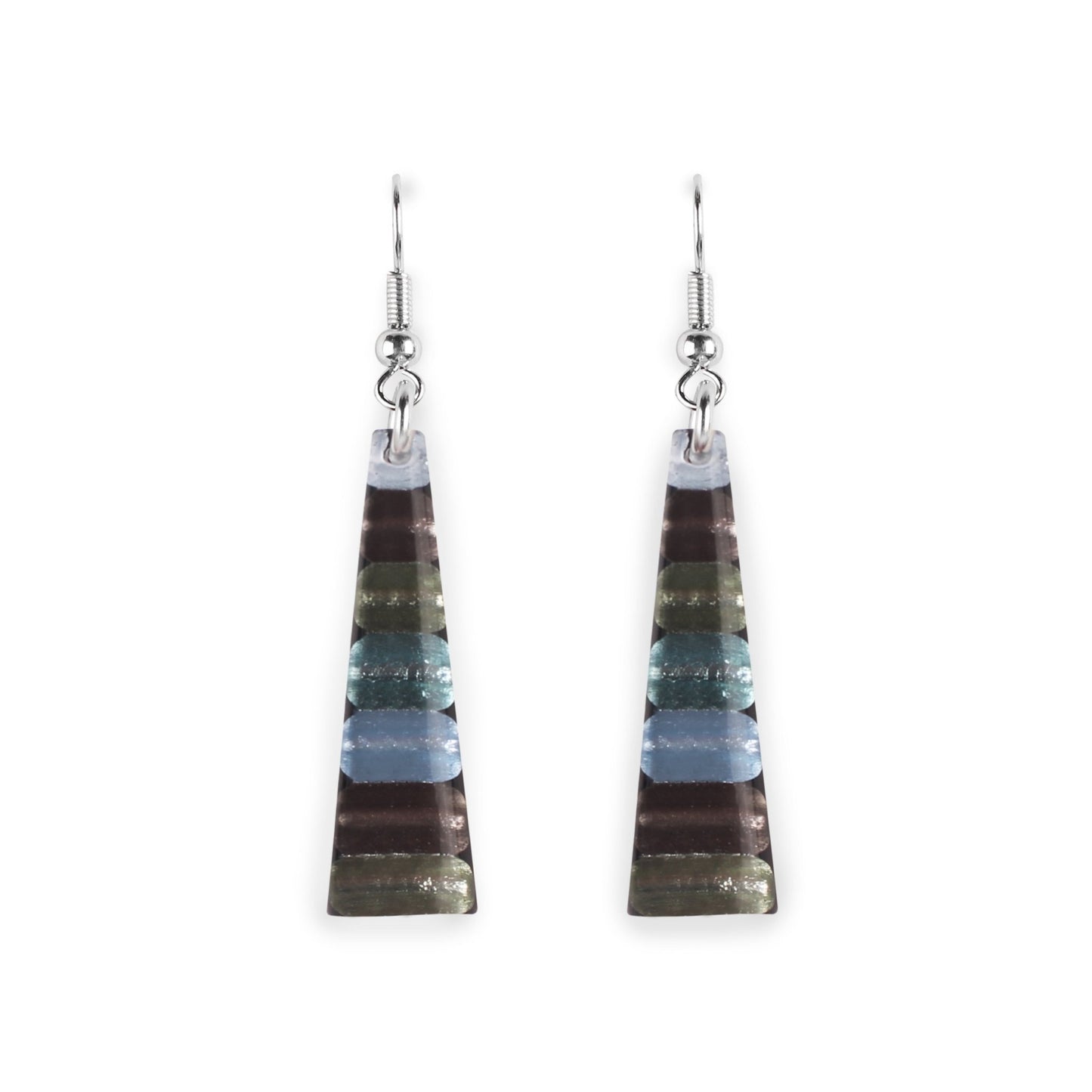 Pear Triangle Stripes Shiny Fish Hook Earrings | The Jewellery Stop