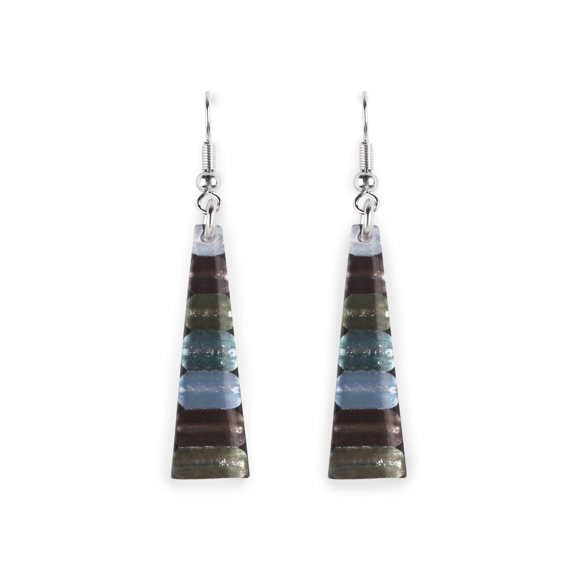 Pear Triangle Stripes Shiny Fish Hook Earrings | The Jewellery Stop