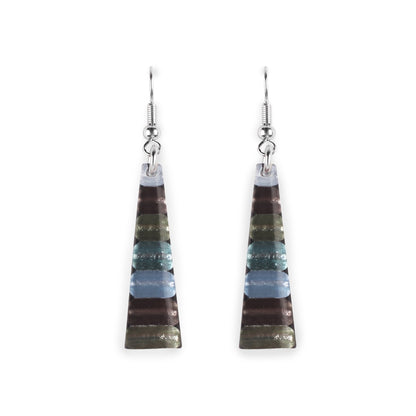 Pear Triangle Stripes Shiny Fish Hook Earrings | The Jewellery Stop