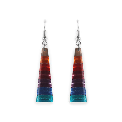 Rainbow Triangle Stripes Shiny Fish Hook Earrings