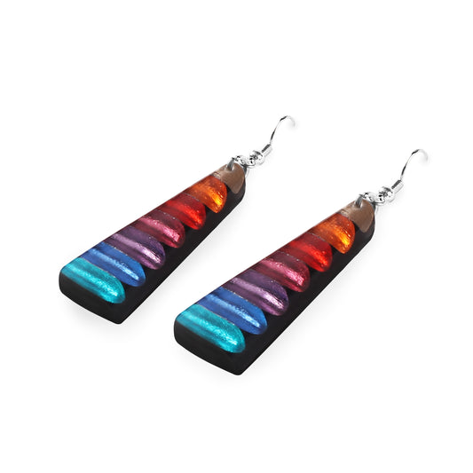 Rainbow Triangle Stripes Shiny Fish Hook Earrings