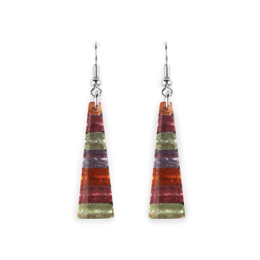 Sherbet Triangle Stripes Shiny Fish Hook Earrings | The Jewellery Stop
