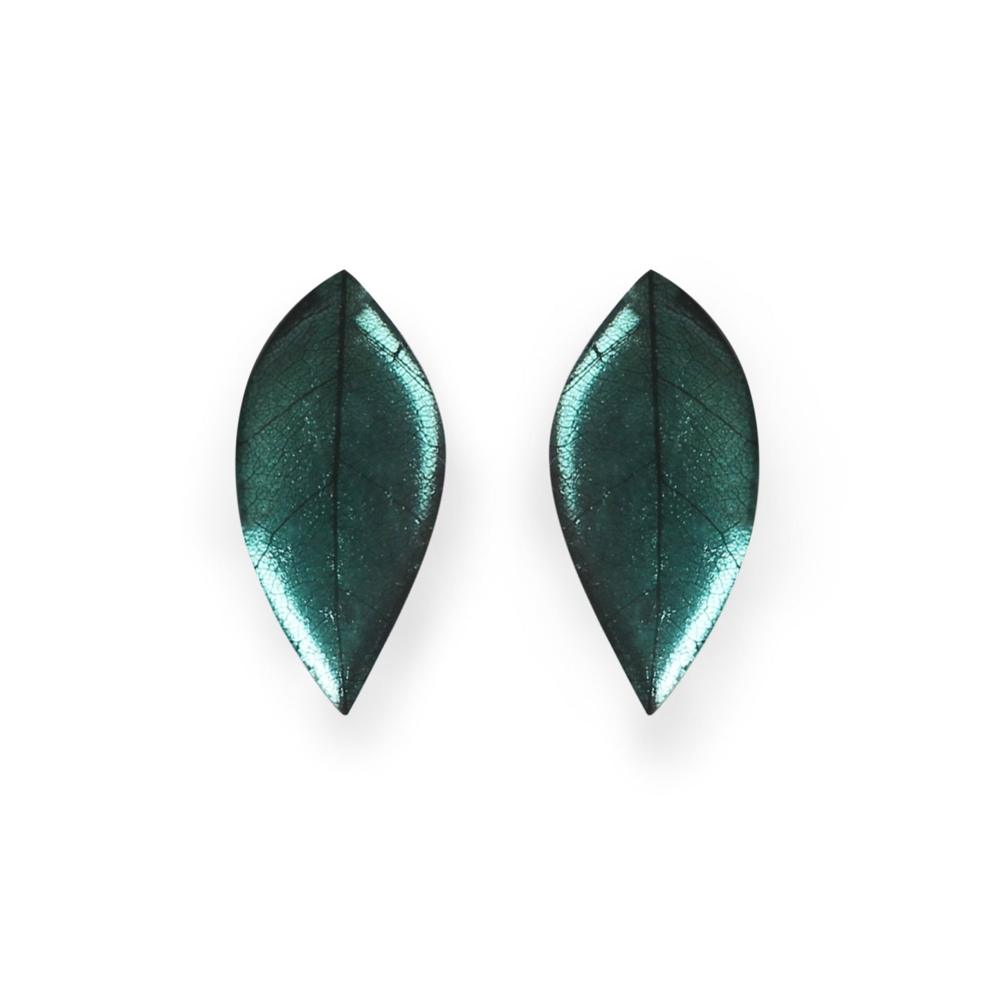 Mint Skeletal Leaf Shiny Clip Earrings | The Jewellery Stop