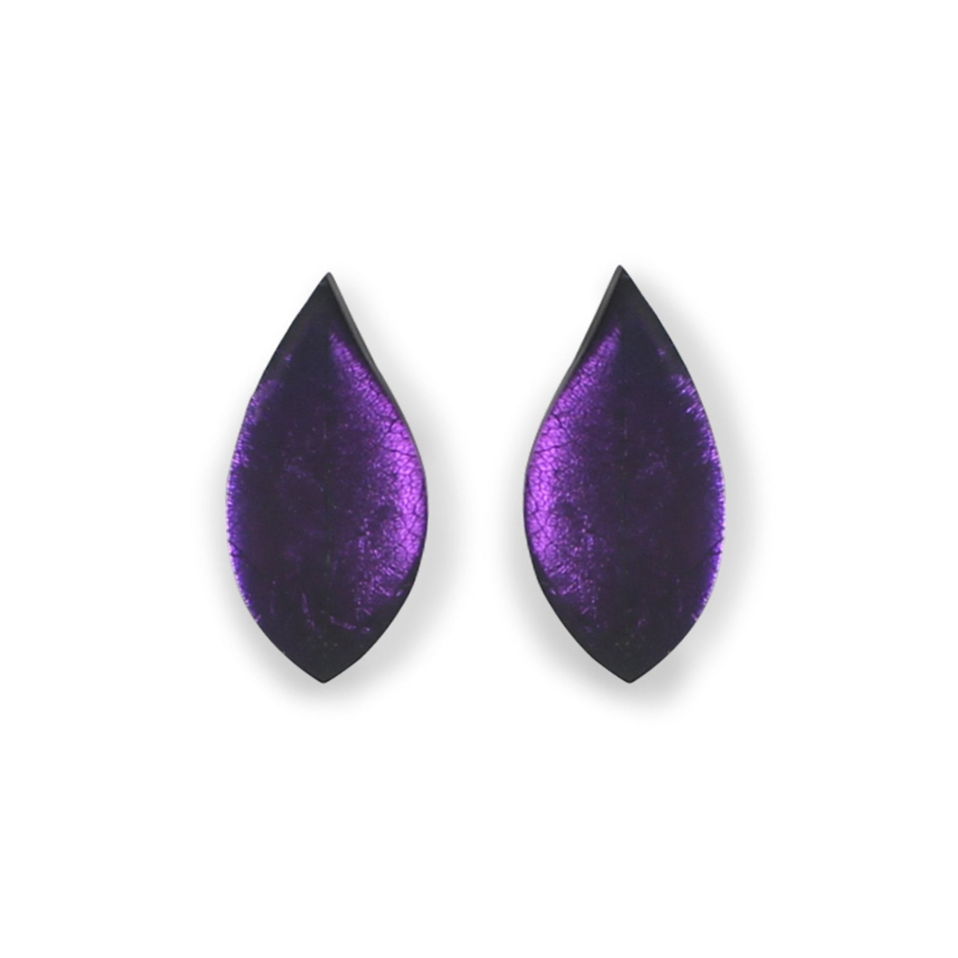 Peacock Skeletal Leaf Shiny Clip Earrings | The Jewellery Stop