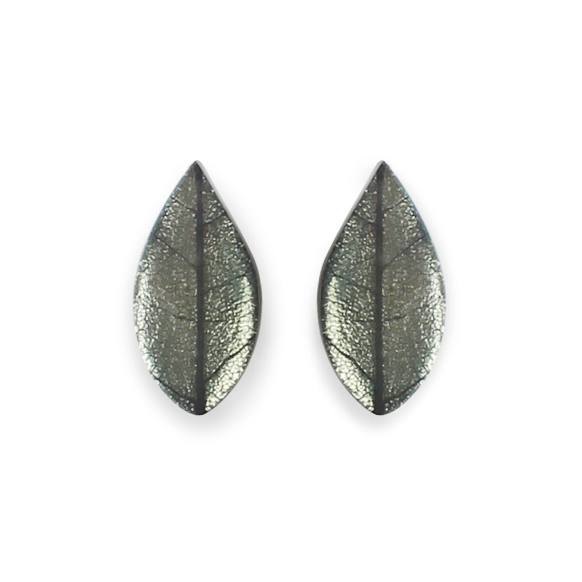 Pear Skeletal Leaf Shiny Clip Earrings | The Jewellery Stop