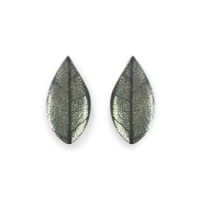 Pear Skeletal Leaf Shiny Clip Earrings | The Jewellery Stop