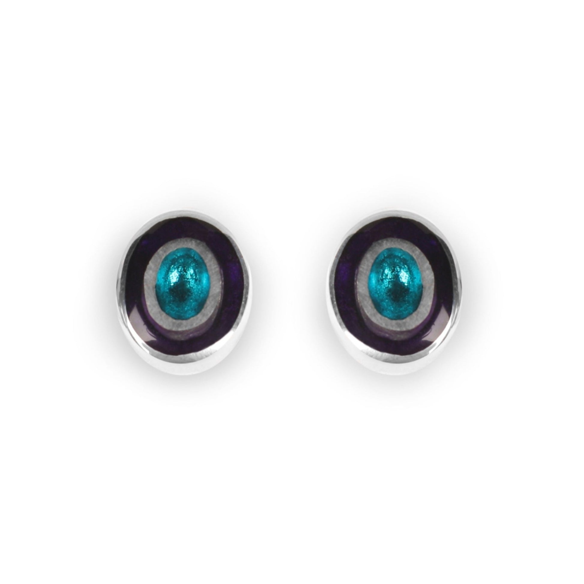 Peacock Organic Circles Shiny Medium Stud Earrings | The Jewellery Stop