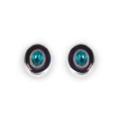 Peacock Organic Circles Shiny Medium Stud Earrings | The Jewellery Stop