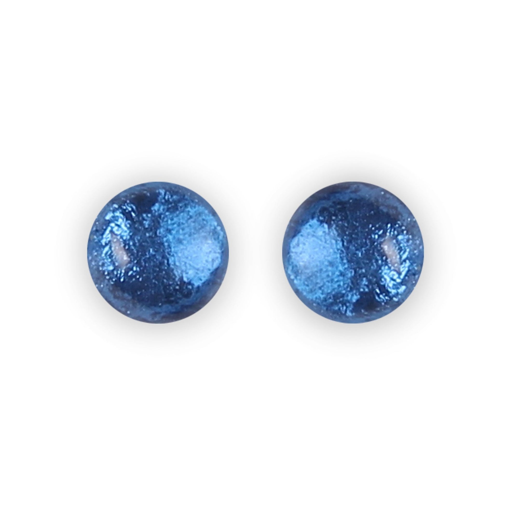 Navy Cabouchon Shiny Large Stud Earrings | The Jewellery Stop