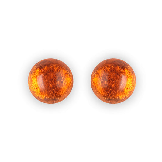 Orange Cabouchon Shiny Large Stud Earrings | The Jewellery Stop