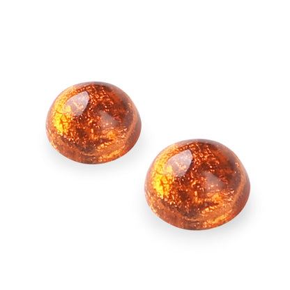 Orange Cabouchon Shiny Large Stud Earrings