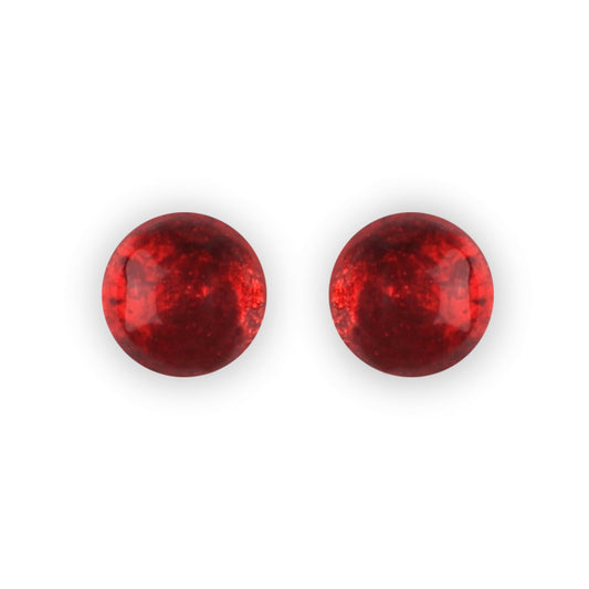 Red Cabouchon Shiny Large Stud Earrings | The Jewellery Stop