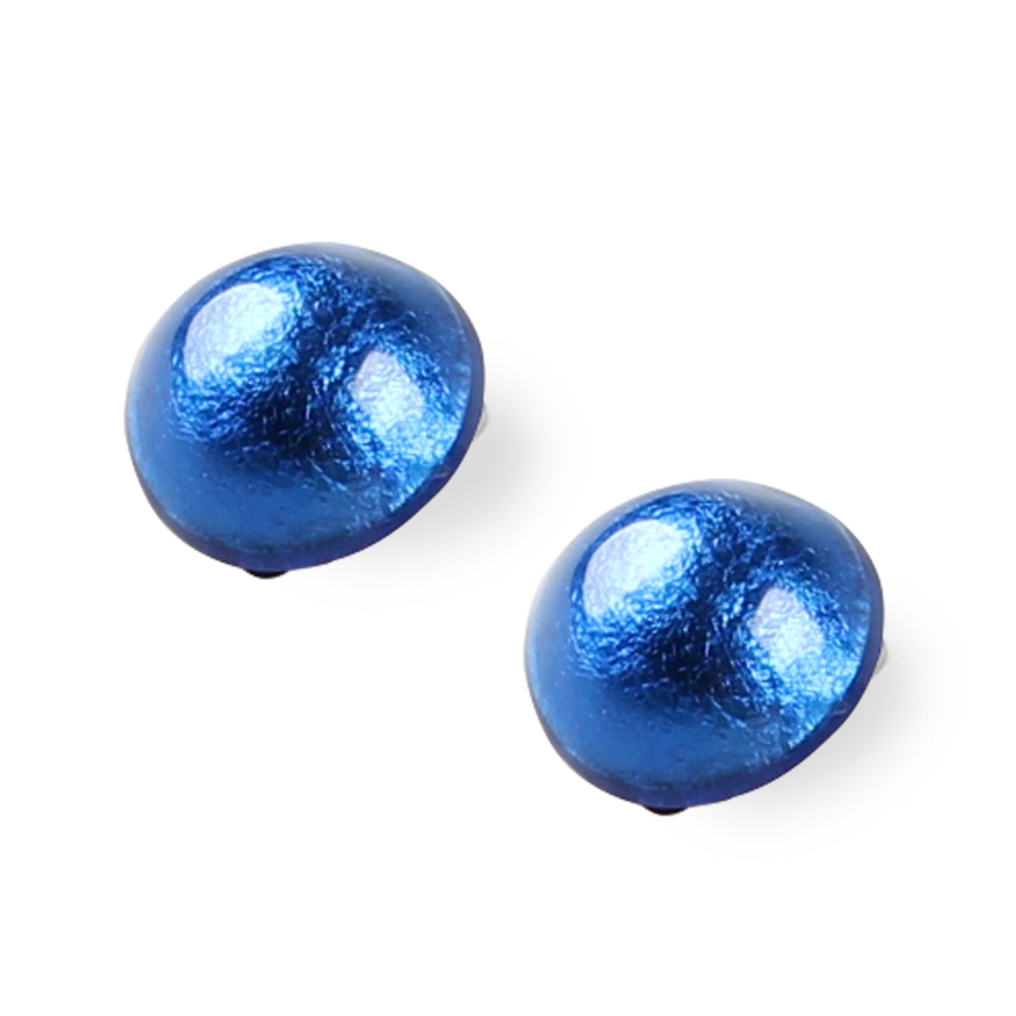 Azure Cabouchon Shiny Clip Earrings