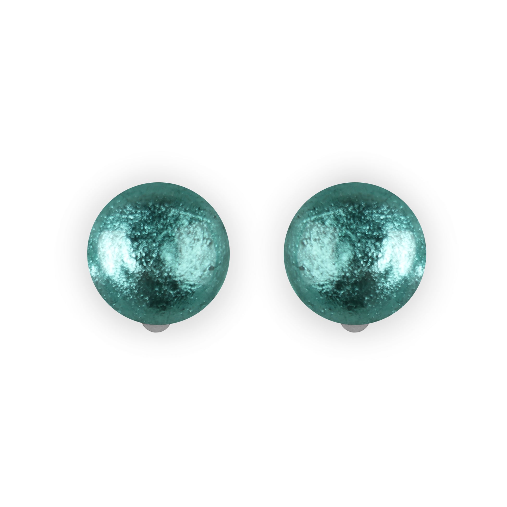 Mint Cabouchon Shiny Clip Earrings