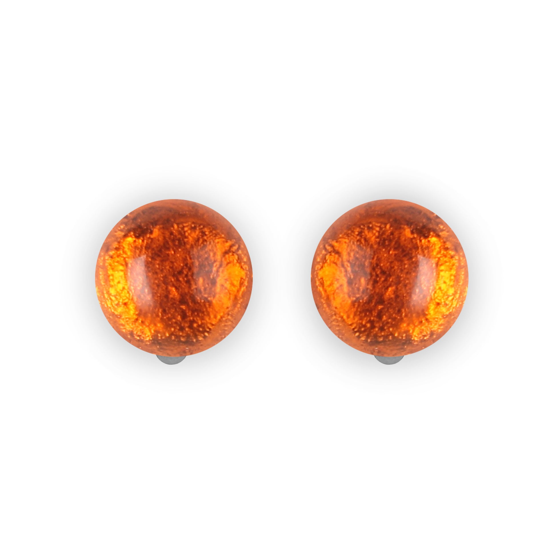 Orange Cabouchon Shiny Clip Earrings