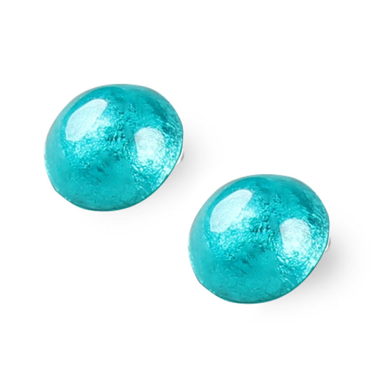 Teal Cabouchon Shiny Clip Earrings | The Jewellery Stop
