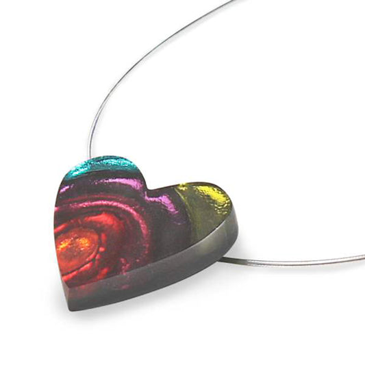 Rainbow Heart Swirl Shiny Pendant