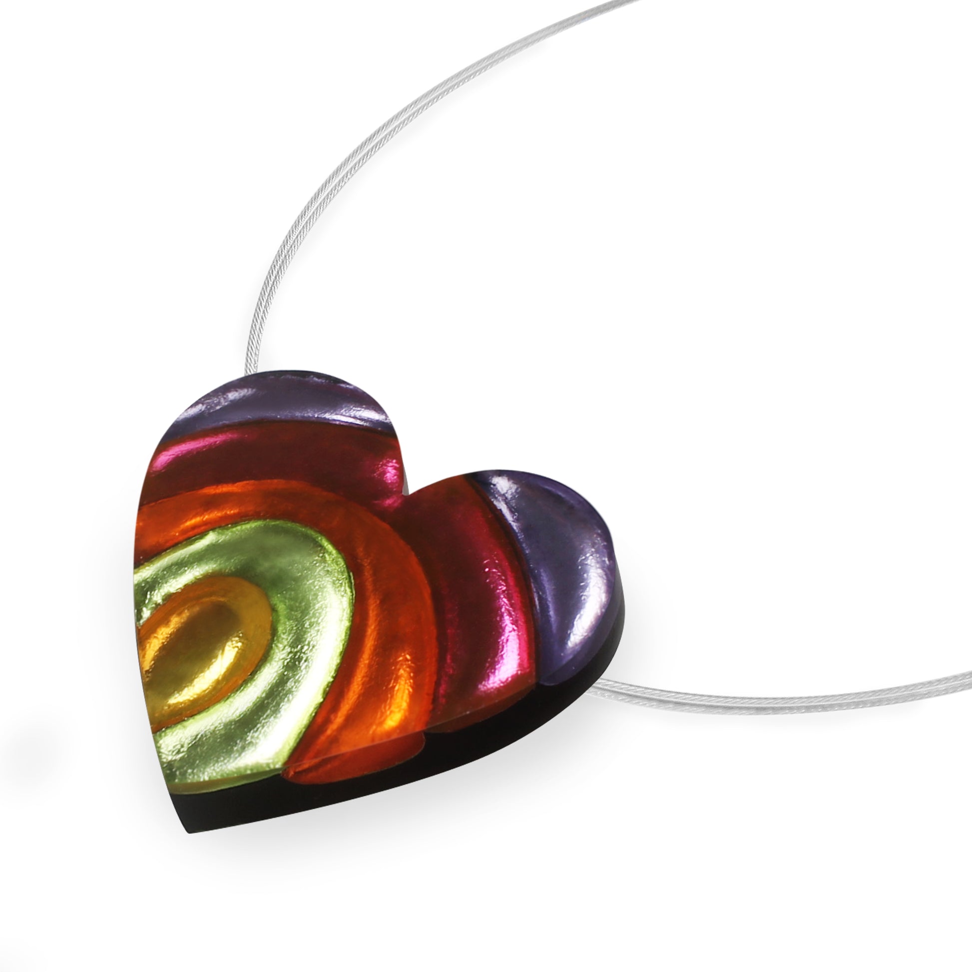 Sherbet Heart Swirl Shiny Pendant