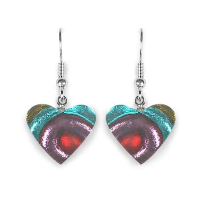 Rainbow Heart Swirl Shiny Fish Hook Earrings | The Jewellery Stop
