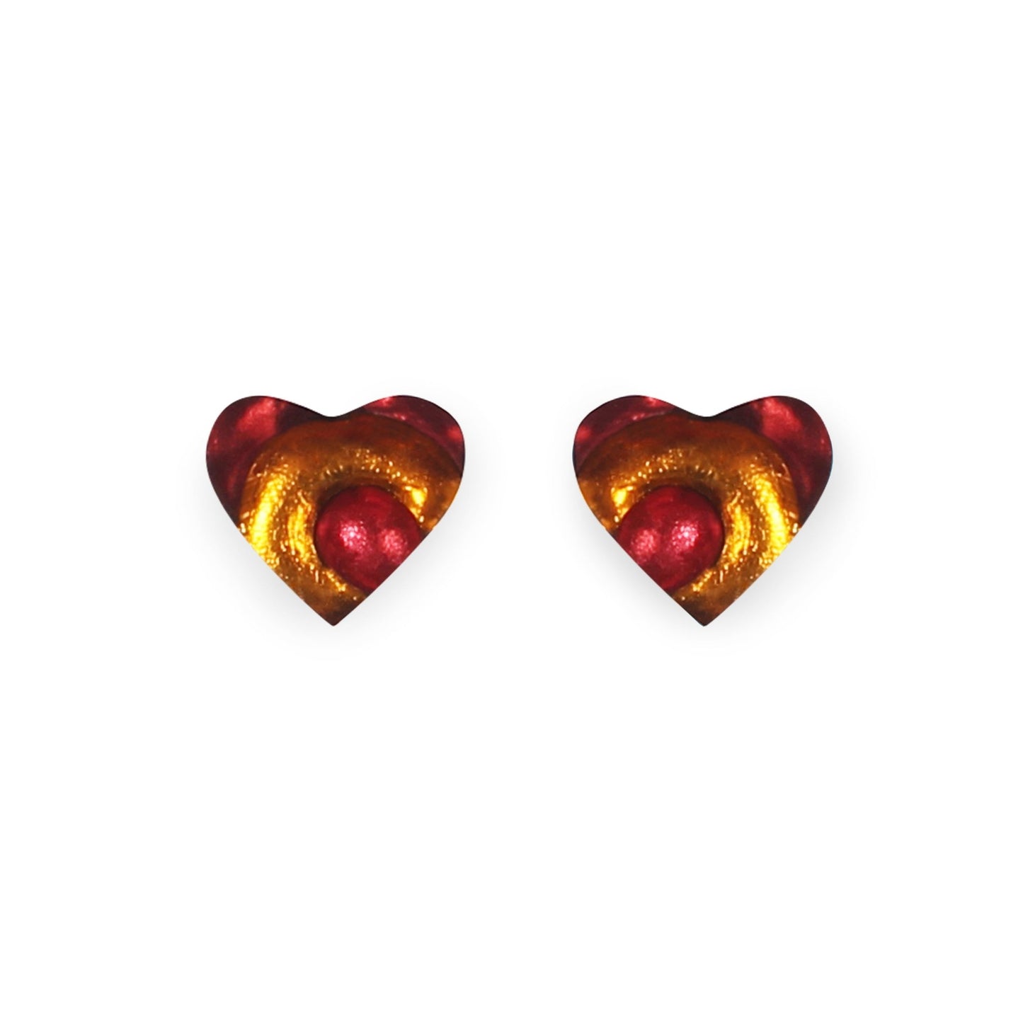 Sangria Heart Swirl Shiny Stud Earrings | The Jewellery Stop