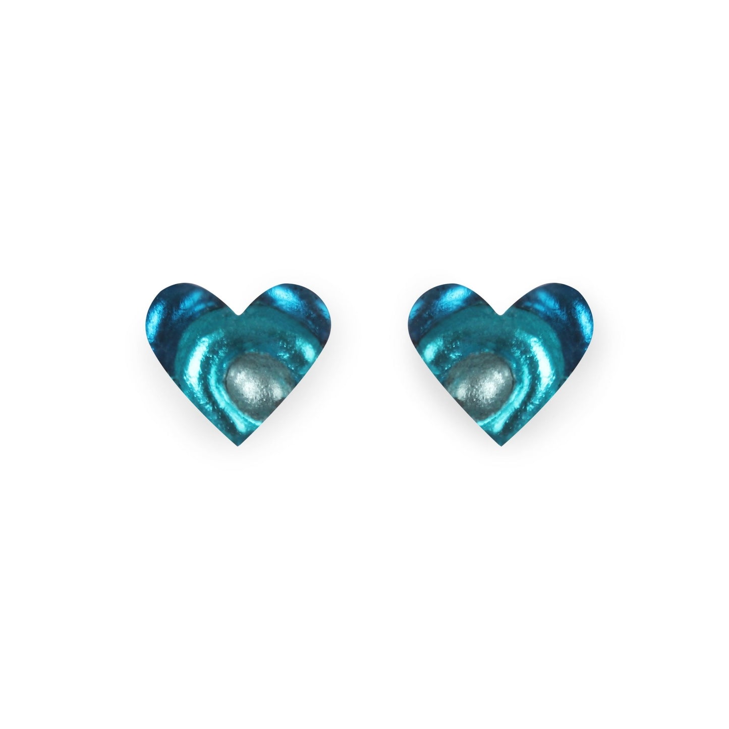 Teal Heart Swirl Shiny Stud Earrings | The Jewellery Stop