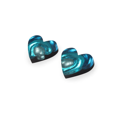 Teal Heart Swirl Shiny Stud Earrings | The Jewellery Stop