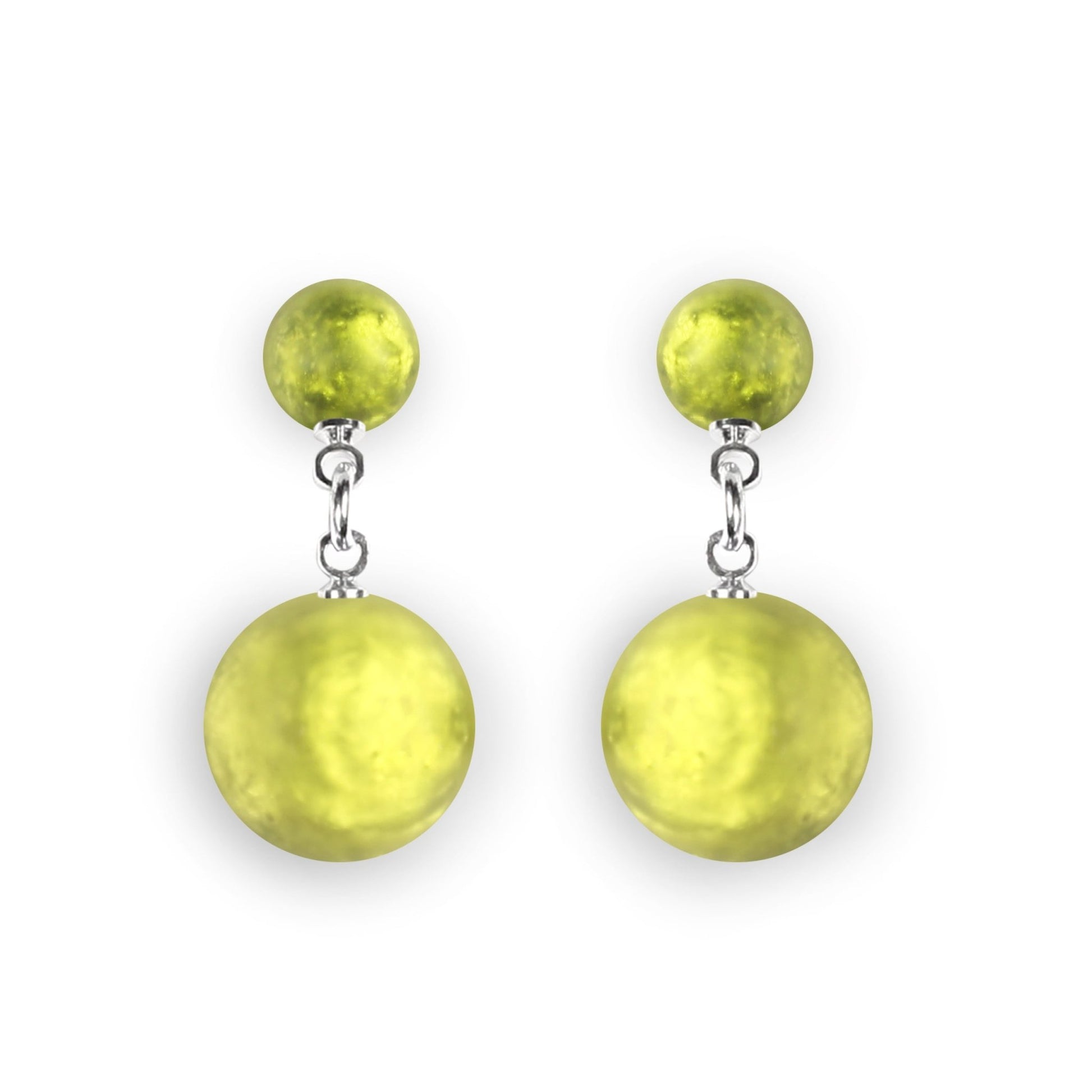 Citrus Cabouchon Matte Double Drop Stud Earrings | The Jewellery Stop