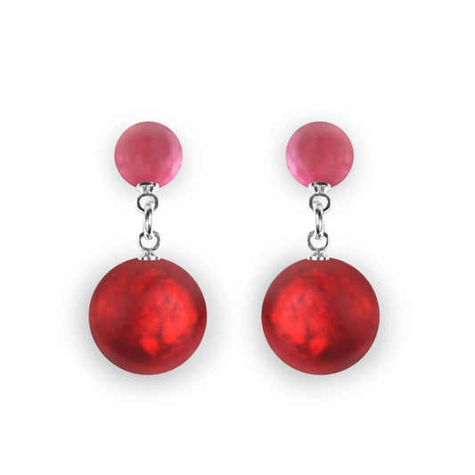 Maple Cabouchon Matte Double Drop Stud Earrings | The Jewellery Stop