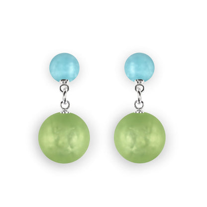 Orchard Cabouchon Matte Double Drop Stud Earrings | The Jewellery Stop